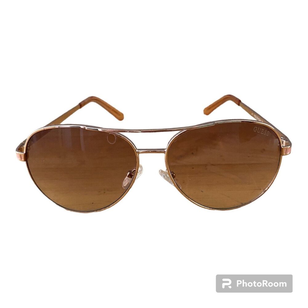 Guess Aviator Sunglasses Rose Gold Wire Frame Gradient Lenses 59 13-135 GUF241